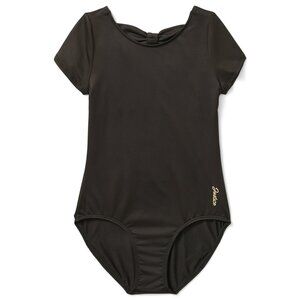Justice Cap Sleeve Dance And Gymnastics Black Leotard GIRLS SIZE 7-8 NEW